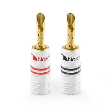 Позолочені бананові роз'єми Nakamichi 24K для акустичних кабелів 12-18 AWG, 4мм, для підсилювачів, Hi-Fi та домашнього кінотеатру, 4 шт (2 пари)