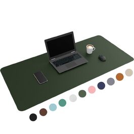 Килимок для столу WURK XXL (120x60 см) з екошкіри PU — великий килимок для миші та клавіатури, протиковзкий Desk Mat з кабельний-кліпом, зелений