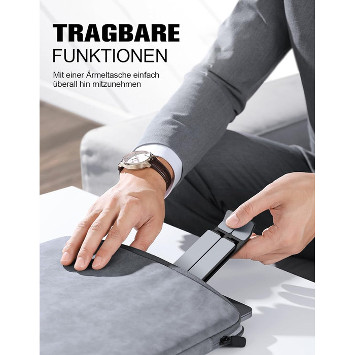 Підставка для ноутбука Babacom, алюмінієва, 5-рівнів, регульована висота, вентильована, сумісна з MacBook Pro Air та іншими ноутбуками 10-15.6” та планшетами (чорна)