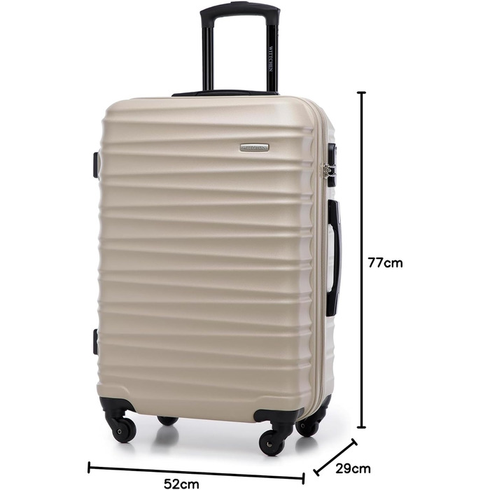 Чемодан на колесах Wittchen Groove Line L, великий, з ABS-пластику, з кодовим замком, 4 колеса, чорний (набір 3шт.)