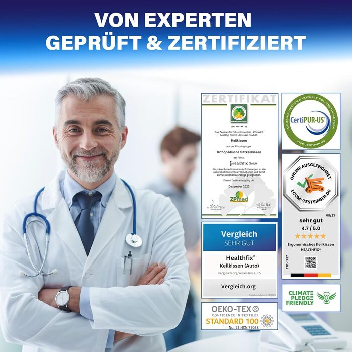 Клин для сидіння Healthfix® для правильної постави: ергономічне ортопедичне подушка з піни Memory Foam (чорний, м'який, 45-70 кг) для стільця, авто