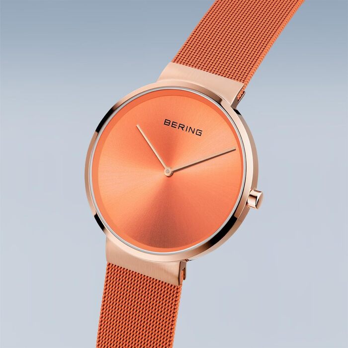 Кварцовий годинник Bering Unisex 39 мм зі сталевим корпусом, міланським плетінням та сапфіровим склом, 5 ATM (14539-565)