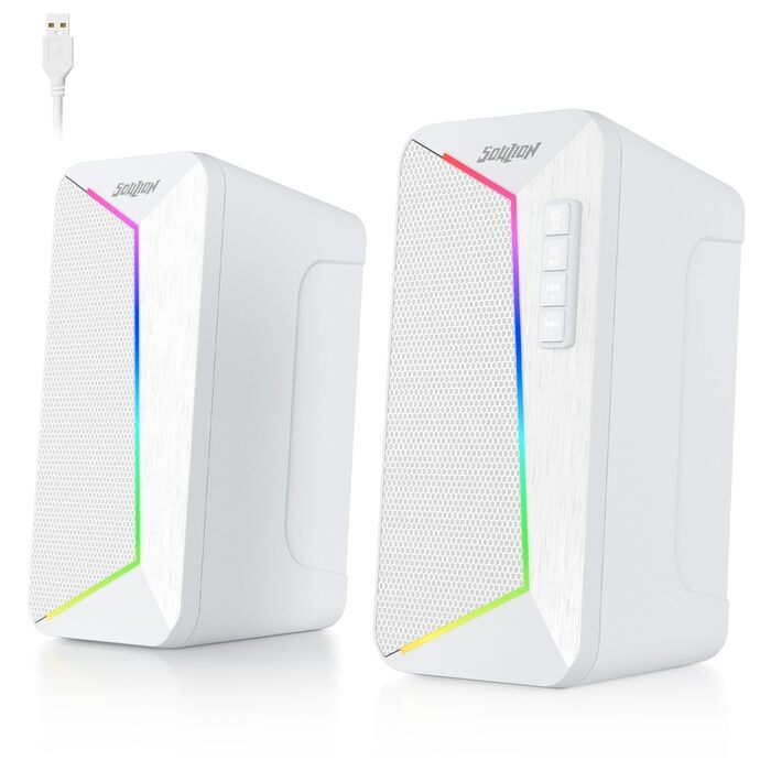 SOULION R40 Комп'ютерні колонки 2.0 USB, Bluetooth 5.3, для ноутбука та планшета (білий)