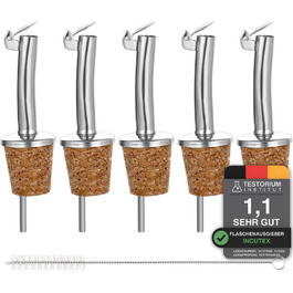 Набір виливників для пляшок Incutex (5 шт.) з пробками та щіткою для чищення. Підходять для олії, спиртних напоїв, вина, лікеру, оцту