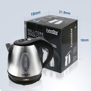 Електрочайник EXTRASTAR з нержавіючої сталі, 1.2 л
