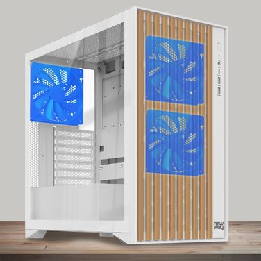Корпус ПК NEWWAY NW1 з дерева, Mid-Tower, ATX/Micro-ATX/ITX, USB Type-C, 3 x 140 мм PWM вентилятори, скляна бічна панель