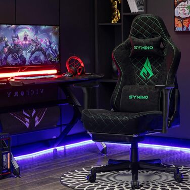 Ігровий крісло Symino, ергономічний офісний крісло, дизайн у стилі гоночного авто, чорний, з підніжкою