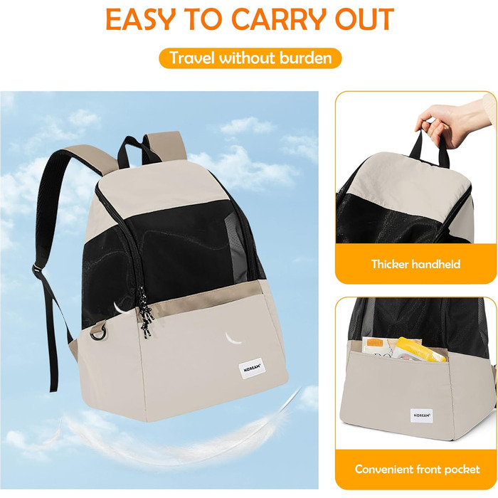 Рюкзак-переноска для тварин ALLSOPETS: для котів та маленьких собак. Зручний, дихаючий, для подорожей, кемпінгу, прогулянок. Бежевий колір