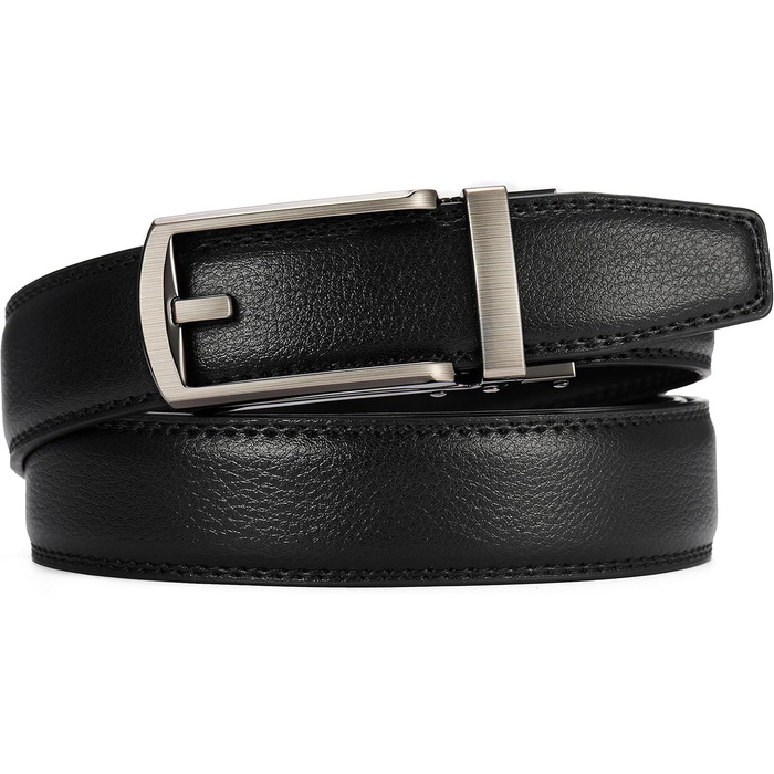 Чоловічий шкіряний ремінь CHAOREN з автоматичною пряжкою, 32 мм, для бізнесу та офіційних заходів, без петель, чорний, розмір 100-110 см