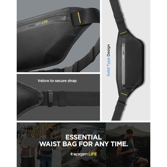 Чоловіча та жіноча поясна сумка Spigen Klasden Bauchtasche для подорожей, спорту та активного відпочинку - чорна