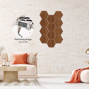 Набір шестикутних акустичних панелей MENAYODA, самоклеючі звукопоглинаючі плити для стін, стелі та дверей, висока щільність, темно-коричневий, 12 шт.