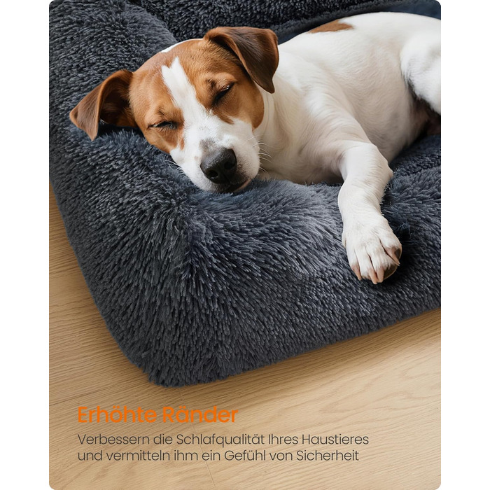 Ліжко для собак Feandrea, 71 x 55 x 18 см, м'яке лежання, корзина для собак, знятний чохол, антиковзаюча поверхня, Ombré сірий PGW271G01