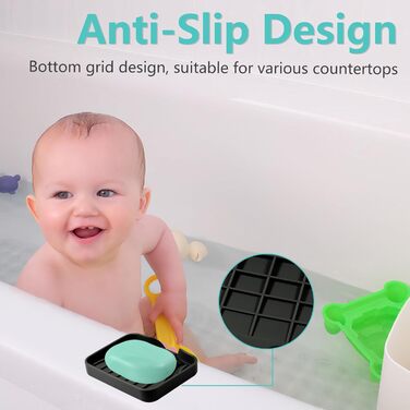 2 шт. Силіконові мильниці з отвором для стоку, для душу, ванни, умивальника, у ванну кімнату та кухню (білий, чорний)