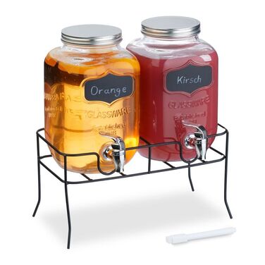 Relaxdays 2-Piece Drink Dispenser with Stand, 4L