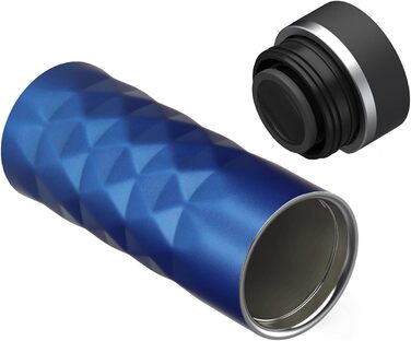 Термокружка Diamond з нержавіючої сталі 450 мл, з кнопкою, витримує гарячі та холодні напої, без BPA, вишуканий блиск (Ультрамарин)