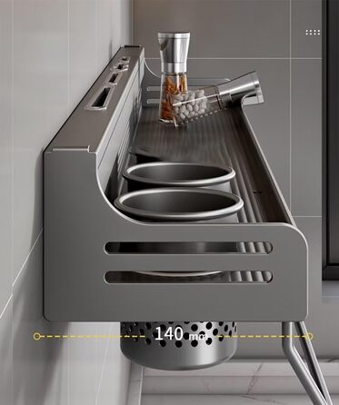 Настінна полиця для спецій, органайзер без свердління, полиці для спецій, тримач для спецій на клейкій основі, металева полиця для кухні, 50 см, сірий