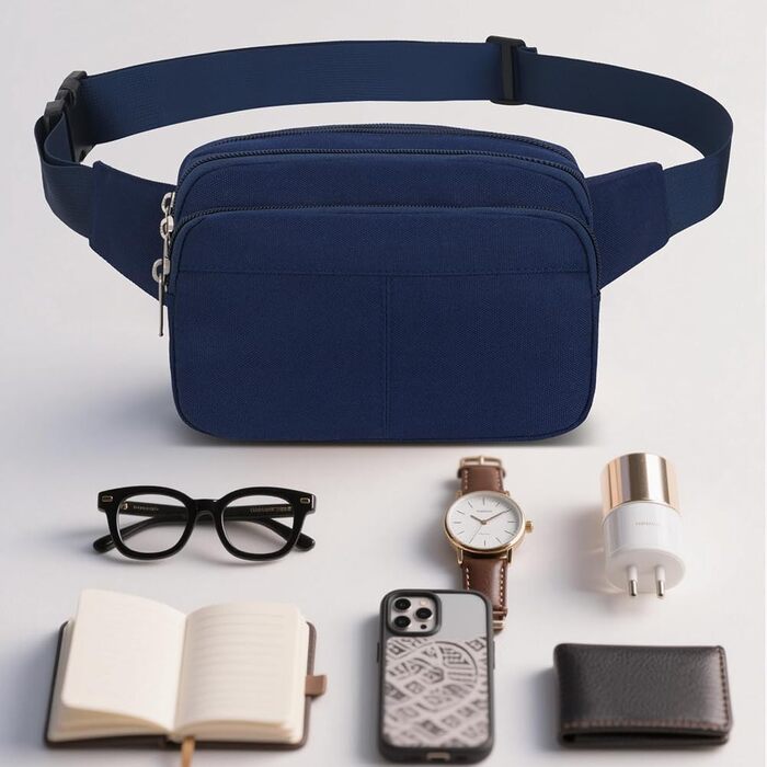 Поясна сумка на пояс для чоловіків та жінок. Спортивна сумка-слінг для подорожей, прогулянок з собакою та активного відпочинку (Блакитна)