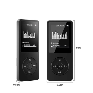 MP3-плеєр 16 ГБ, чорний: Bluetooth, FM-радіо, диктофон