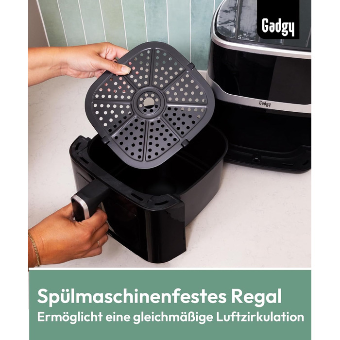 Фритюрниця без олії Gadgy 5L з цифровим дисплеєм та скляним вікном - Airfryer з антипригарним покриттям, 1400W, регулювання температури 80-200°C