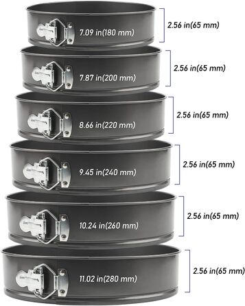 Набір форм для випічки (6 шт.) - круглі, знімний дно, антипригарне покриття, для тортів та пирогів