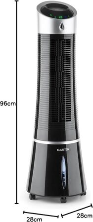 Кларуштейн Охолоджувач повітря Klarstein Skyscraper Ice, 5-в-1: охолоджувач, зволожувач, вентилятор, очищувач повітря, нічний режим, 45 Вт, 180 м³/год, 6 л, чорний