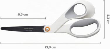 Універсальні ножиці Fiskars з антипригарним покриттям титаном, 21 см, нержавіюча сталь, біло-помаранчеві (1004721)