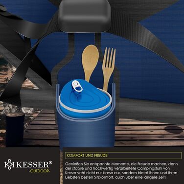 Крісло-гойдалка KESSER® для кемпінгу, риболовлі та пляжу, 160 кг, з підсвіткою та тримачем для напоїв, сіре (темно-синій/чорний)