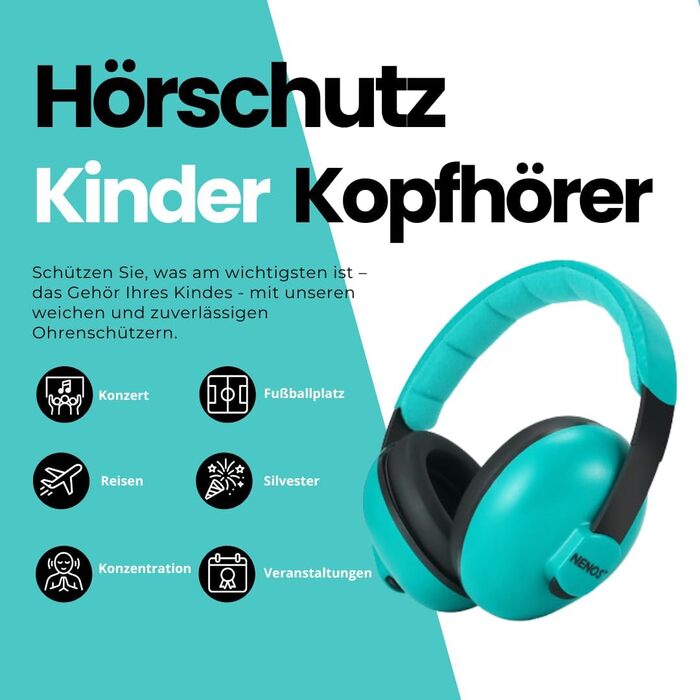 ESTRO Навушники для захисту від шуму для дітей - Захист вух для малюків, навушники шумопоглинання EM1 (М'ятний)