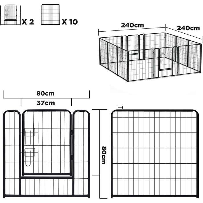 Вольєр для цуценят Froadp 6-TLG, загон для собак, 65 x 80 см, 12 елементів