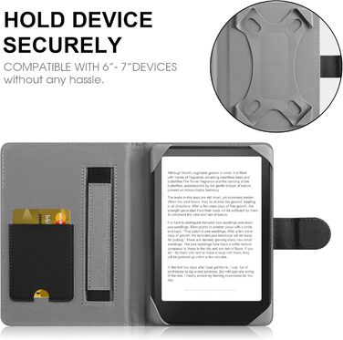 Чохол для електронних книг Pocketbook, Tolino, Sony, Kindle, Kobo (6.8'', 7'') - шкіряний, зелений (чорний)