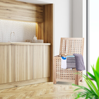Relaxdays Laundry Hamper Walnut