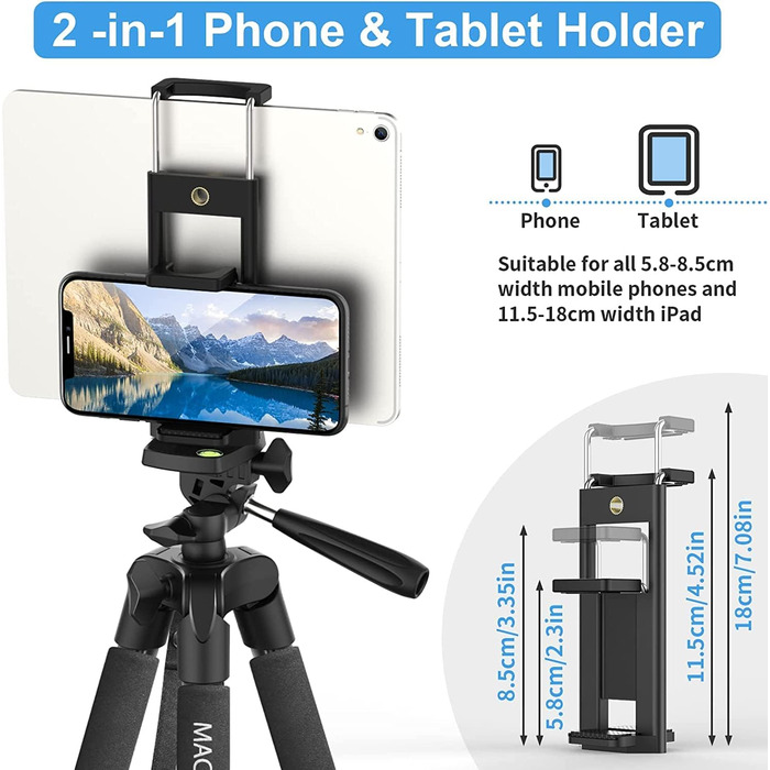 Штатив Handy Stativ Upgrade 165см для камери, смартфона, iPad: 360° обертання, портативний трипод з пультом, сумісний з усіма телефонами, iPhone, Samsung, Camera, GoPro, чорний