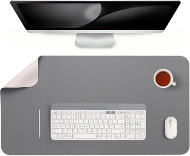 Підкладка для столу двостороння антиковзаюча, килимок для миші та ноутбука, офісний аксесуар, штучна шкіра, 40 x 80 см (сірий, салатовий)