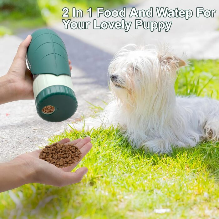 Водяна пляшка для собак 2-в-1 для прогулянок, подорожей та кемпінгу. Зручна водяна пляшка для тварин