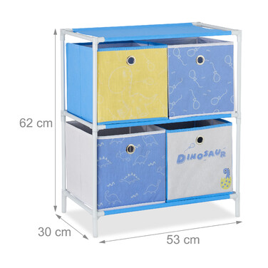 Relaxdays Kids' Shelf Dino with Boxes