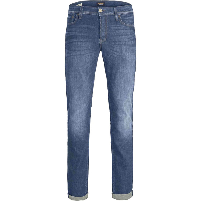 Джинси чоловічі JACK & JONES Tim Original Agi 010 Slim Straight Used Look, бавовна з еластаном, синій денім 32W/32L