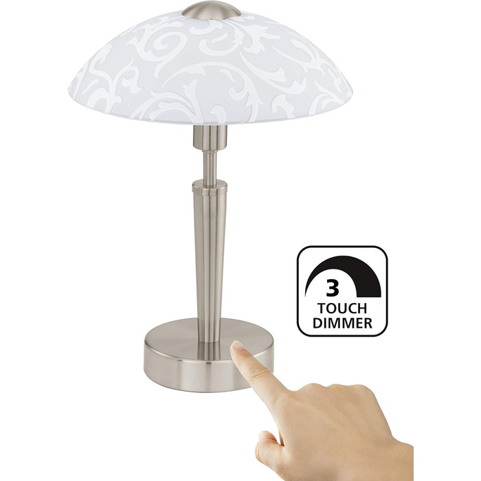 Настільна лампа EGLO Solo 1 з регулюванням Touchdimmer, сталь, скло satiniert weiß, E14