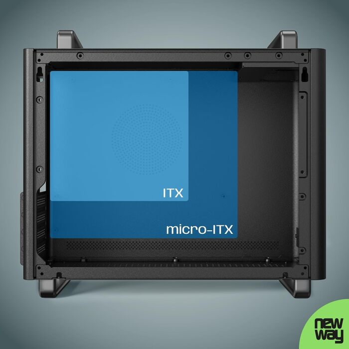 Корпус для ПК NEWWAY NC1 Mini-Tower, підтримка Mini-ITX/ITX/Micro-ATX, USB Type-C, з вентилятором 9мм, металевий сітчастий дизайн, чорний