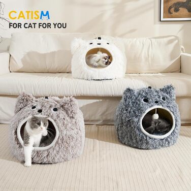 CATISM Cat Cave Cat Bed Washable Cat Sleeping Place for Cats Cute Monster Plush Pet Cat Head Pillow Cat House Cat Cushion Fluffy Kitten Puppy Snuggle Bed Pet Bed