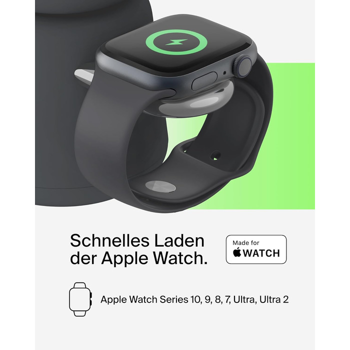 Belkin BoostCharge Pro 2-в-1: Бездротова зарядка Qi2 15W MagSafe для iPhone, Apple Watch, AirPods (Чорний)
