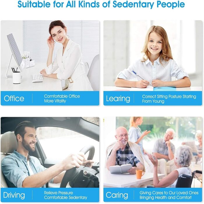 Ортопедична подушка для сидіння Feagar з Memory Foam, для офісного крісла, автокрісла, інвалідного візка, чорна тканина, до 100 кг