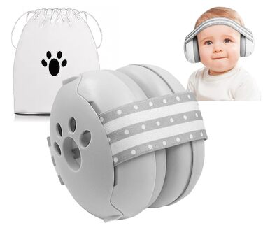 Навушники для захисту слуху дитини 0-36 місяців, 25 dB, сірий колір. Захист від шуму, ідеально для подорожей та сну.