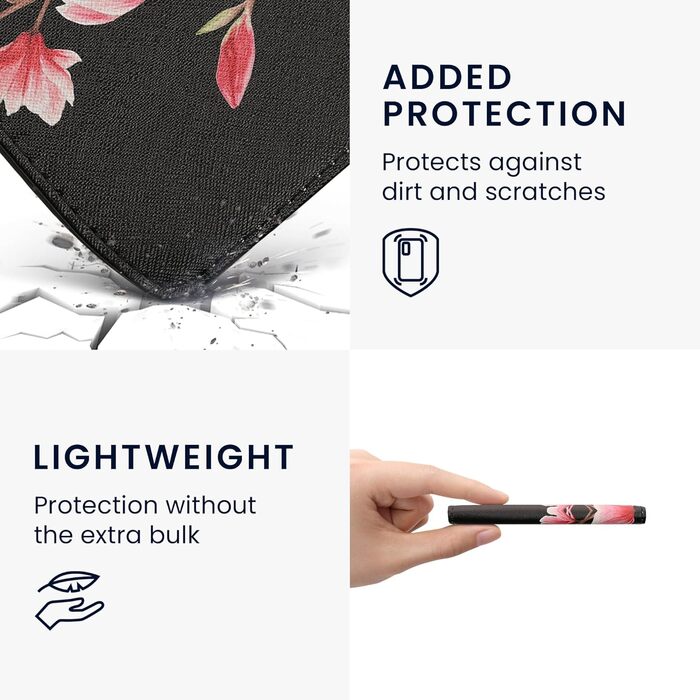 Чохол-книжка kwmobile для Pocketbook Era/Era Color з відділенням для карт та петлею для кріплення - дизайн 'Читаюча жінка' чорно-бежевий (Magnolien 33-02-01)