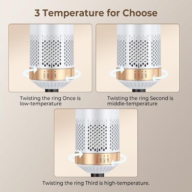 OKWRAP Hair Styler Set 5 в 1: Фен-щітка, плойка для локонів, об'єм, випрямлення. Білий сірий колір