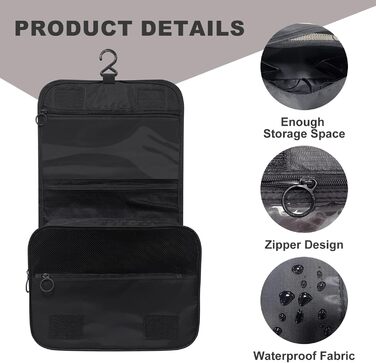 Чоловіча косметичка для подорожей з ручкою, чорна, з кількома відділеннями