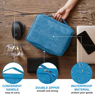 Водонепроникна сумка-органайзер для кабелів та аксесуарів: USB-накопичувачі, SD-карти, Power Bank (Himmelblau)