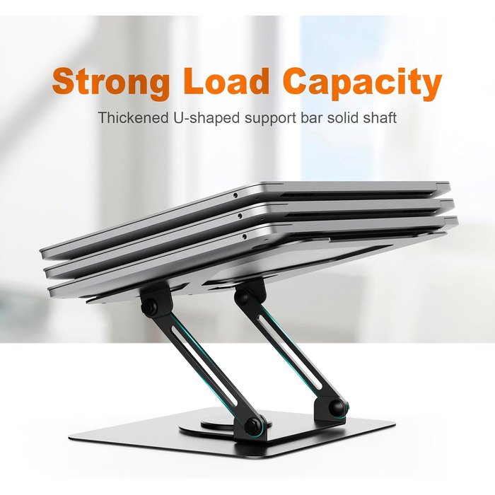 Підставка для ноутбука GRIFEMA GB1050, регульована по висоті, 360° обертання, ергономічна та з вентиляцією, сумісна з MacBook, Dell та ноутбуками 11-17 дюймів, чорна