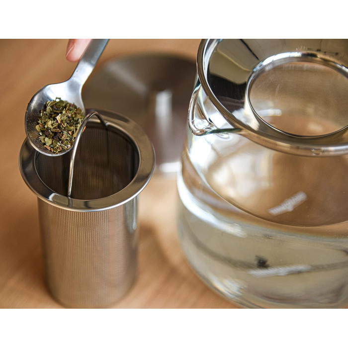 TEA BASE Glass Teapot 1L, Handcrafted Glass Teapot, Borosilicate Heat-Resistant, Removable Long Stainless Steel Infuser, High-Quality Lid, 3-Piece Set, for Loose Leaf Tea, for 4-8 Cups