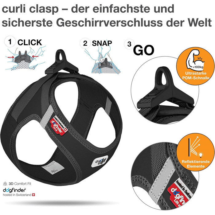 Шлейка для собак Curli Clasp Softshell чорна XS