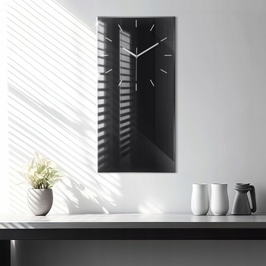 Великий настінний декоративний годинник із загартованого скла, чорний, 30x60 см